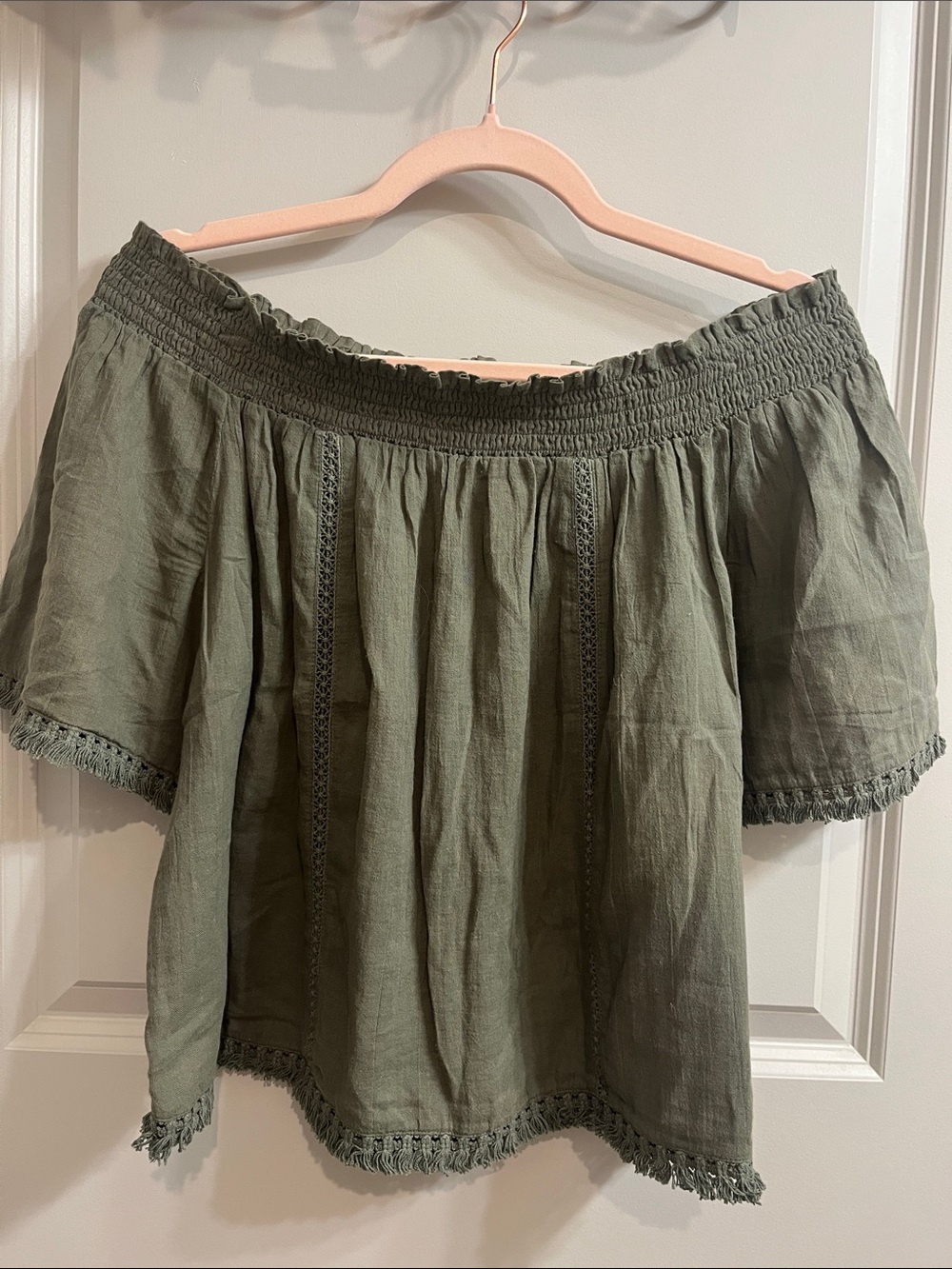 aerie Olive Green Off-Shoulder Women’s Top